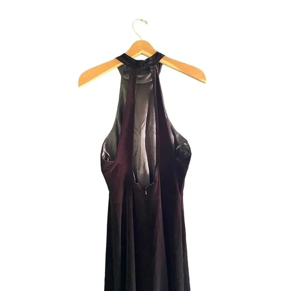 Revelry Women's Black Velvet Sleeveless Halter Neck Maxi Dress Size 12 - Picture 2 of 4